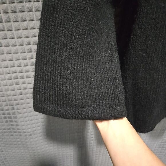 Alpaca Cardigan Cape Sweater SzM 3/4Sleeve Kenar Knit Cozy Basic Capsule Cottage - Picture 10 of 16